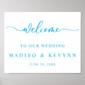 Modern Script Couples Names Wedding Welcome Sign ポスター (正面)