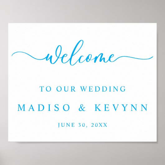 Modern Script Couples Names Wedding Welcome Sign ポスター (正面)