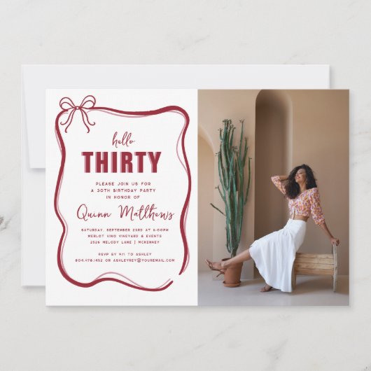 Modern Script Custom Age Birthday 招待状 (正面)