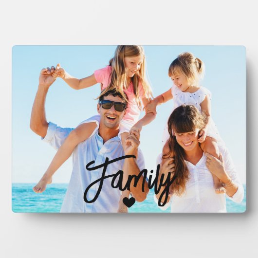 Modern Script Custom Family Photo フォトプラーク (正面)