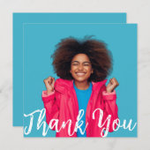 Modern Script Custom Photo Graduation Thank You  I 招待状 (正面/裏面)