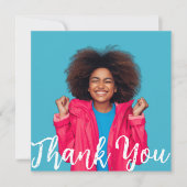 Modern Script Custom Photo Graduation Thank You I 招待状 (正面)