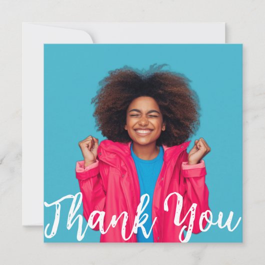 Modern Script Custom Photo Graduation Thank You  I 招待状 (正面)