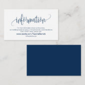 Modern Script, Dark Blue font, Our Wedding Details エンクロージャーカード (正面/裏面)