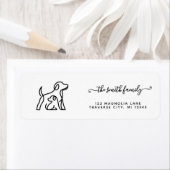 Modern Script dog silhouette return address ラベル (インサイチュ)