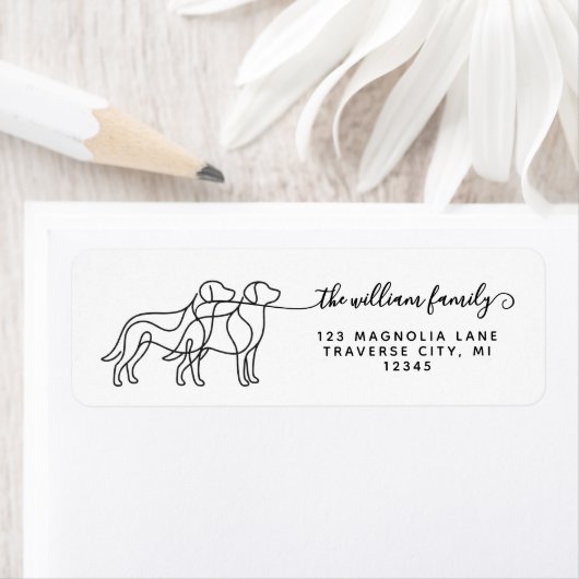 Modern Script dog silhouette return address ラベル (インサイチュ)