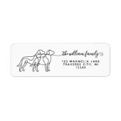 Modern Script dog silhouette return address ラベル (正面)