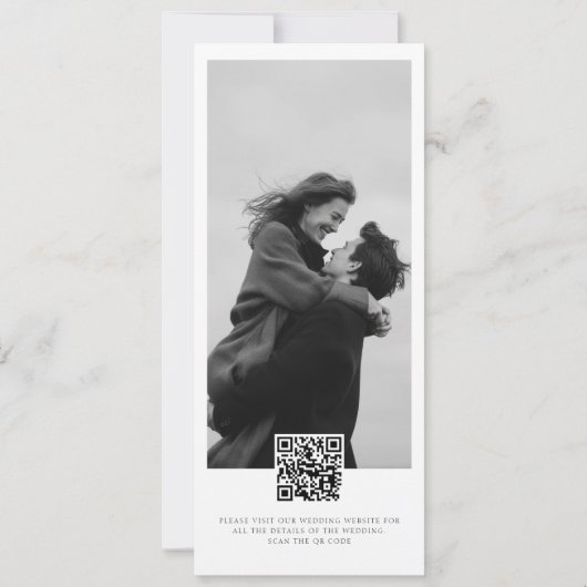 Modern Script Double Sided Bookmark Photo Wedding セーブザデート (裏面)