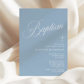 Modern Script Dusty Blue Boys Baptism 招待状