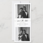 Modern Script Elegant Photo Booth Bookmark Wedding セーブザデート (正面)