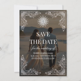 Modern Script Elegant Wedding Photo Save The Date セーブザデート