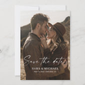 Modern Script Elegant Wedding Photo Save The Date セーブザデート (正面)