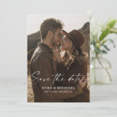 Modern Script Elegant Wedding Photo Save The Date セーブザデート (スタンド正面)