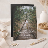 Modern Script Elegant Wedding Photo Save The Date マグネット招待状