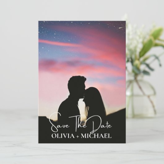 Modern Script Elegant Wedding Save The Date セーブザデート (スタンド正面)