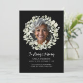 Modern Script Eucalyptus Photo Funeral/Memorial 招待状 (スタンド正面)