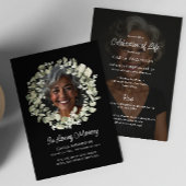 Modern Script Eucalyptus Photo Funeral/Memorial 招待状