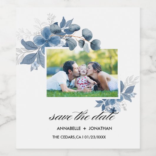 Modern Script Eucalyptus Sparkling Wine Label ワインラベル (シングルラベル)