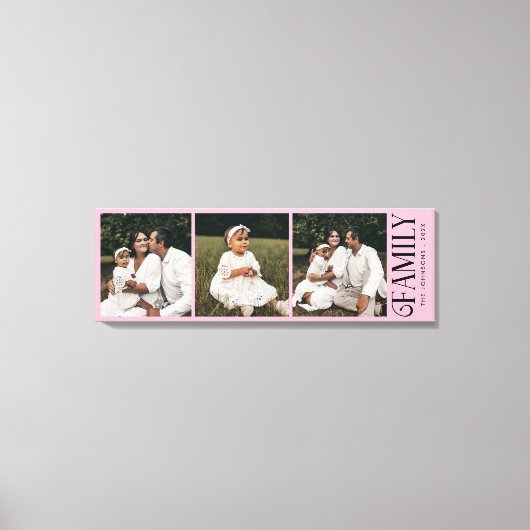 Modern Script Family Custom 3 Photos Name キャンバスプリント (正面)