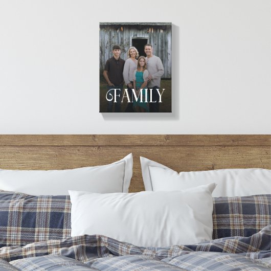 Modern Script Family Custom Photo Name  キャンバスプリント (インサイチュ (寝室))