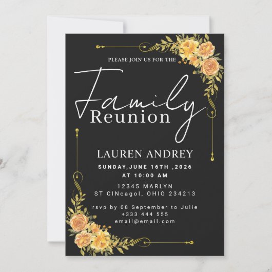 Modern Script Family Gathering Party 招待状 (正面)