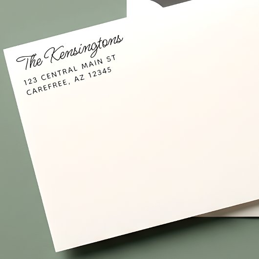 Modern Script Family Name Return Address セルフインキングスタンプ