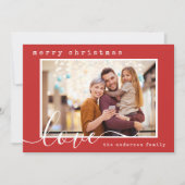 Modern Script Family Photo Christmas シーズンカード (正面)