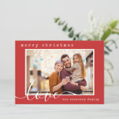 Modern Script Family Photo Christmas シーズンカード (スタンド正面)