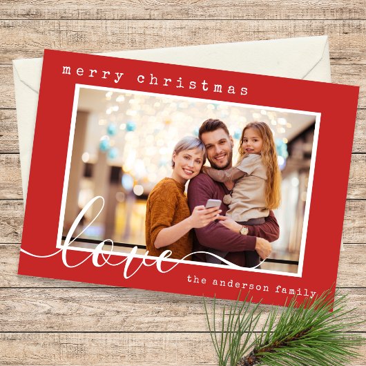 Modern Script Family Photo Christmas シーズンカード