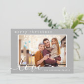 Modern Script Family Photo Christmas シーズンカード (スタンド正面)