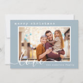 Modern Script Family Photo Christmas シーズンカード (正面)