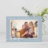 Modern Script Family Photo Christmas シーズンカード (スタンド正面)