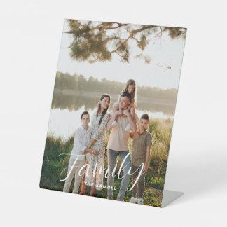Modern Script Family Photo & Name Custom 台座サイン