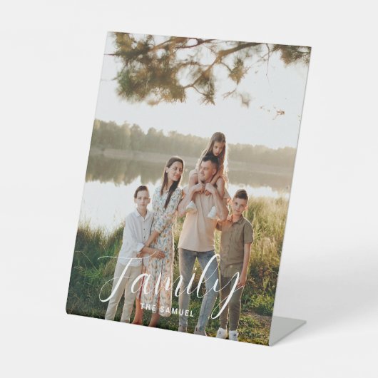 Modern Script Family Photo & Name Custom 台座サイン (正面)