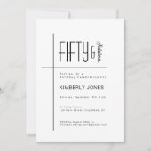 Modern Script Fifty & Fabulous 50th Birthday Party 招待状 (正面)