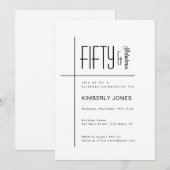 Modern Script Fifty & Fabulous 50th Birthday Party 招待状 (正面/裏面)