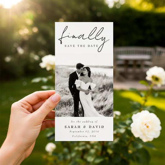 Modern Script Finally Bookmark Classic Photo Save セーブザデート