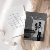 Modern script font photo wedding thank you card 招待状