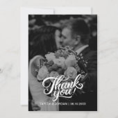 Modern Script Full Photo Wedding Custom Thank You  サンキューカード (正面)