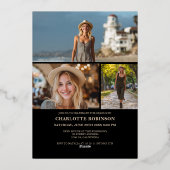  Modern Script gold graduate photo graduation 箔招待状 (裏面)