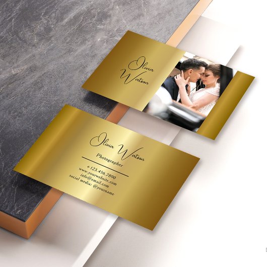 Modern Script Gold Professional Photographer 名刺