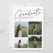 Modern Script Graduate 10 Photo Collage Graduation 案内状 (正面)