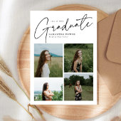 Modern Script Graduate 10 Photo Collage Graduation 案内状