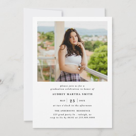 Modern Script Graduate 2 Photo Graduation 招待状 (裏面)