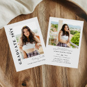 Modern Script Graduate 2 Photo Grey Graduation 招待状