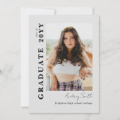 Modern Script Graduate 2 Photo Grey Graduation 招待状 (正面)