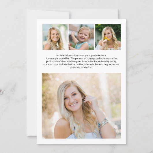 Modern Script Graduate 5 Photo Graduation 招待状 (裏面)