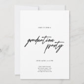 Modern Script Graduate Photo Black Graduation 招待状 (裏面)