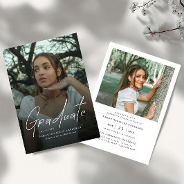 Modern Script Graduate Photo Graduation Party 招待状