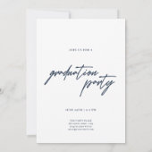 Modern Script Graduate Photo Navy Blue Graduation 招待状 (裏面)